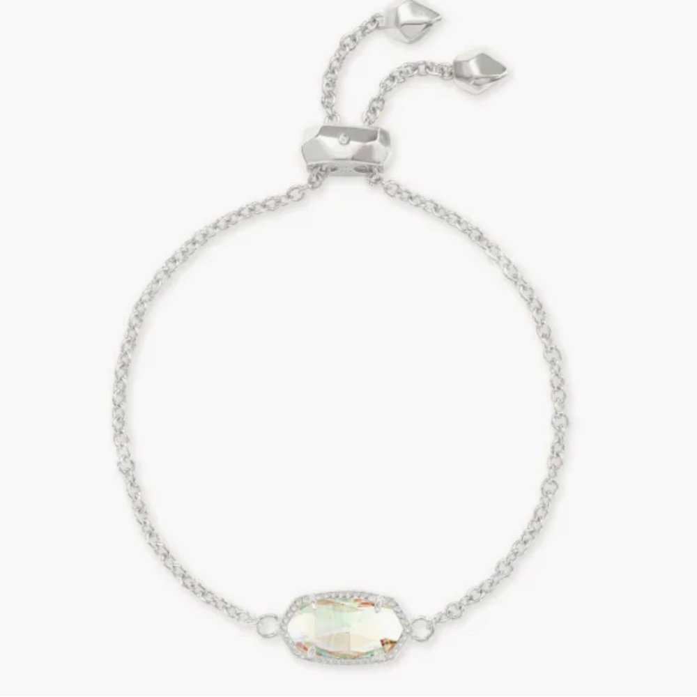 🆕 Kendra Scott Elaina Silver Adjustable Chain Bracelet in Dichroic Glass💎